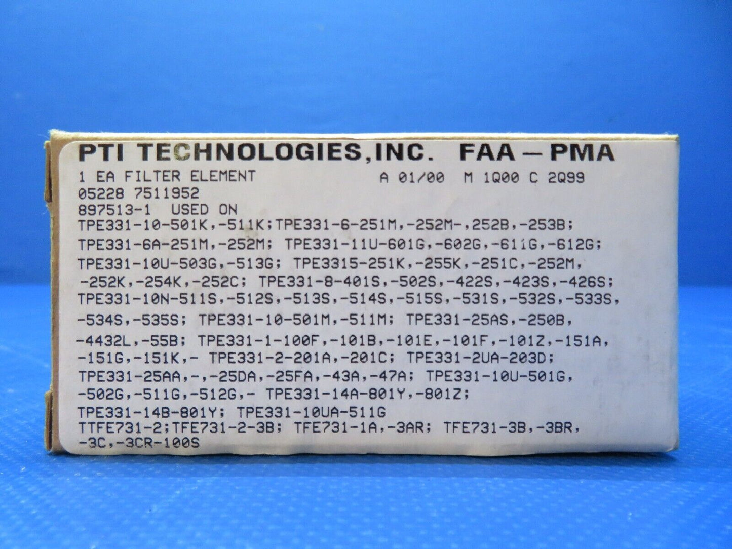 PTI Filter Element P/N 05228-7511952 NOS (0224-306)