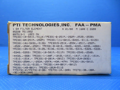 PTI Filter Element P/N 05228-7511952 NOS (0224-306)