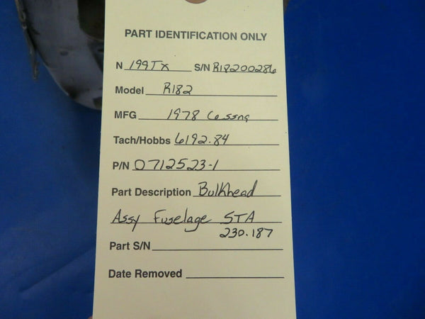 Cessna R182 Tail Bulkhead Assy Fuselage STA 230.187 P/N 0712523-1 (0720-454)