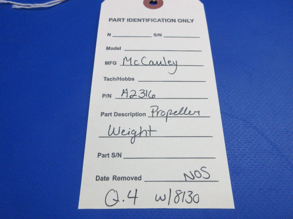 McCauley Threaded Propeller Weight w/ 8130 NOS P/N A2316 (0523-397)