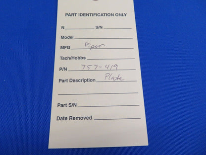 Piper Plate Assembly P/N 757-419 (0820-343)