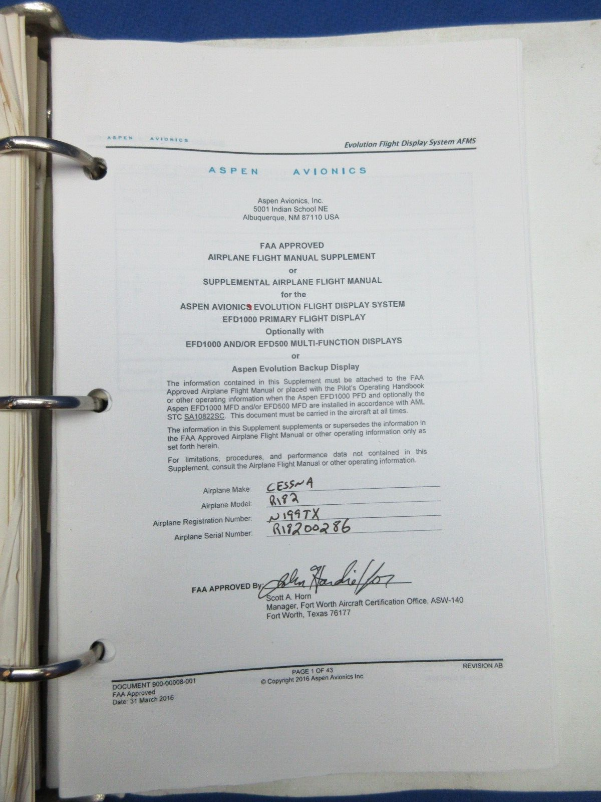 Cessna Skylane RG R182 Pilot's Operating Handbook  (1123-668)