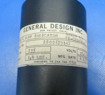 Beech E-55 General Design 2800 Turn & Slip Indicator 28V 91-380019-1 (0120-116)