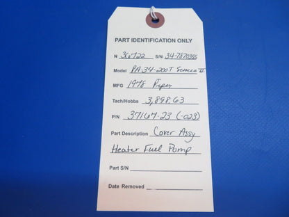 Piper PA-34-200T Seneca II Cover Heater Fuel System Pump P/N 37167-23 (0323-578)