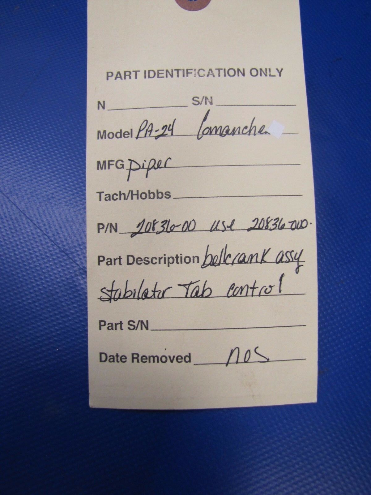 Piper PA-24 Bellcrank Assy Stabilator Tab Control  P/N 20836-00 NOS (0417-170)
