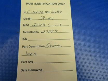 Cirrus SR-22 Pitot Static Lines, Fittings, & Switch (0520-375)