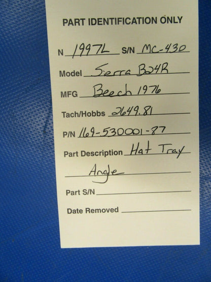 Beech Sierra B-24R Hat Tray Angle 169-530001-87 (0819-01)