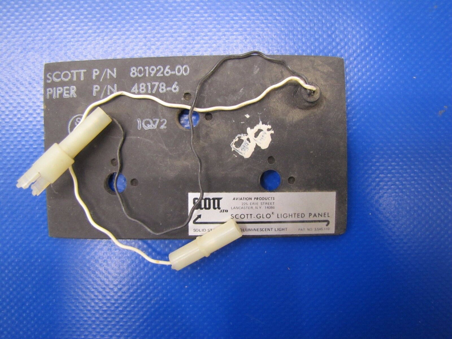 Piper Electroluminesent Panel P/N 48178-6 NOS (0417-120)