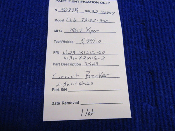 Piper PA-32-300 Circuit Breaker & Switches PN W23-XIAIG-50 LOT OF 3 (1121-511)