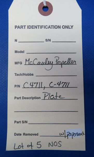 McCauley Threaded Propeller Plate w/ Paperwork P/N C4711 LOT OF 5 NOS (0523-270)