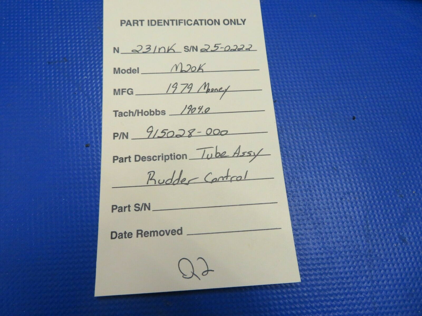 Mooney M20 / M20K Tube Assy Rudder Control P/N 915028-000 (0721-1030)