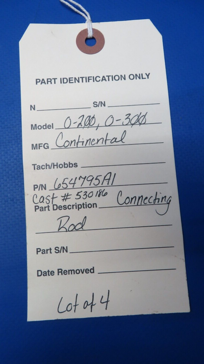 Continental O-200, O-300 Connecting Rod P/N 654795A1 LOT OF 4 (0523-871)