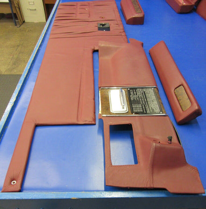 Beech Baron 58P Interior Side Panel Set - Maroon Leather - Burn Cert. (0420-208)