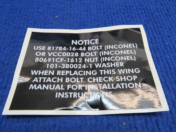 Beechcraft Decal Wing Attach P/N 101-120147-1 LOT OF 3 NOS (0622-396)