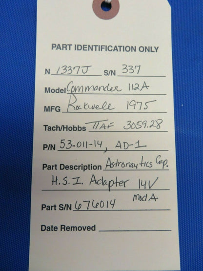 Aircraft HSI Adaptor by Astronautics Corporation 14V 53-011-14, AD-1 (1120-05)