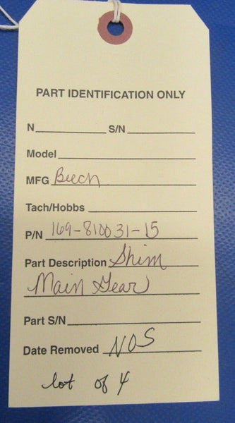 Beech Sierra Shim Main Gear P/N 169-810031-15 LOT OF 4 NOS (1218-235)