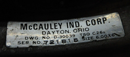 McCauley 6.00x6 Main Wheel Flange DWG# D-30039 (1023-935)