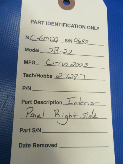 2003 Cirrus SR22 Right Side Interior Panel (1019-449)