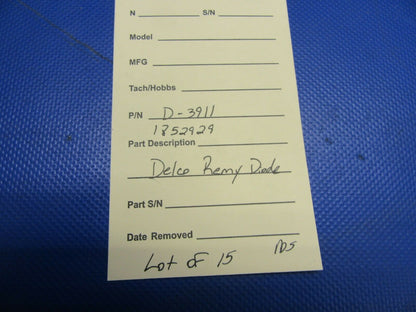 Delco Remy Diode P/N D-3911, 1852929 NOS LOT OF 15 (1021-431)
