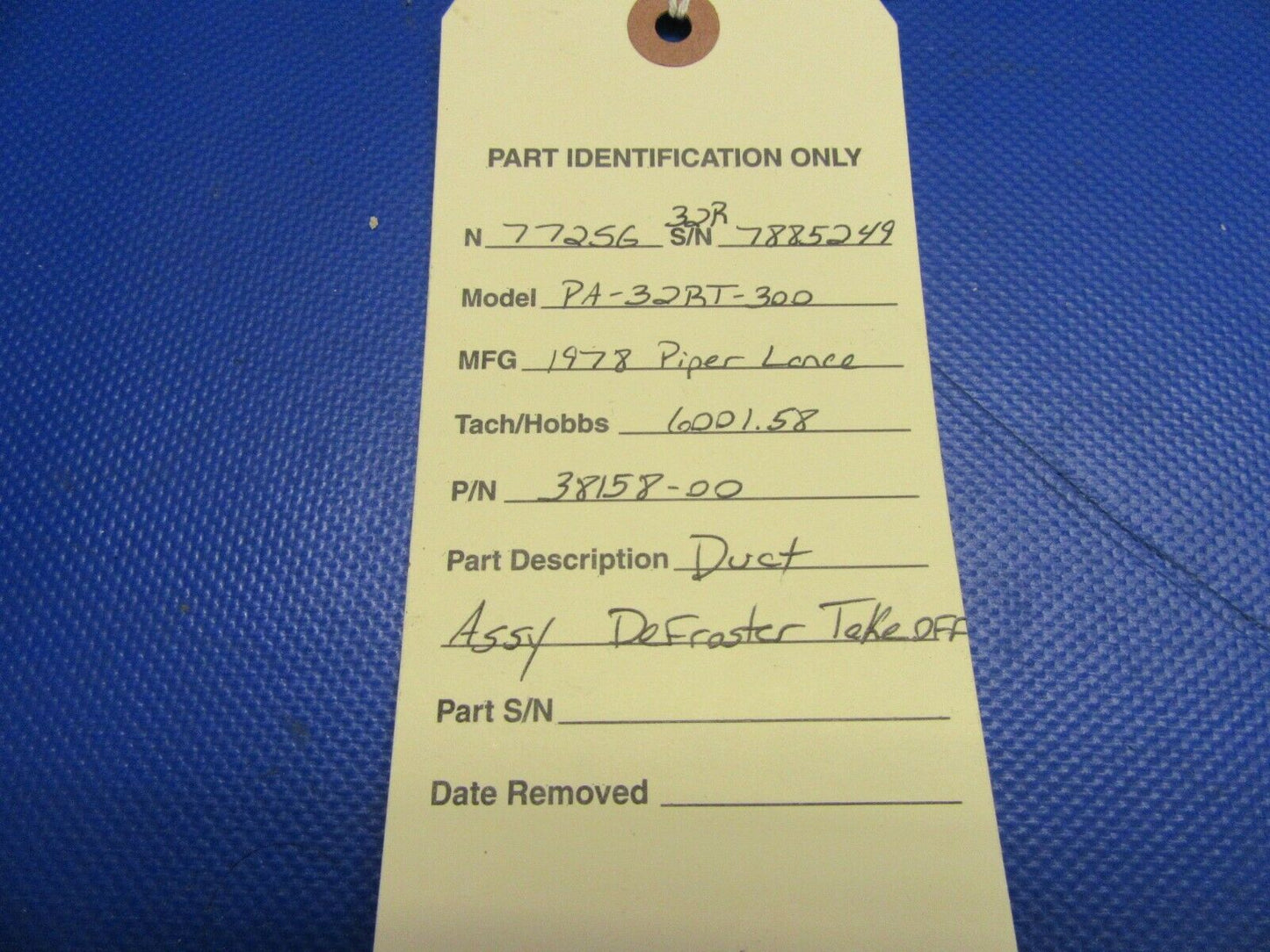 Piper PA-32RT Duct Defroster Take Off P/N 38158-00, 38158-000 (0521-597)