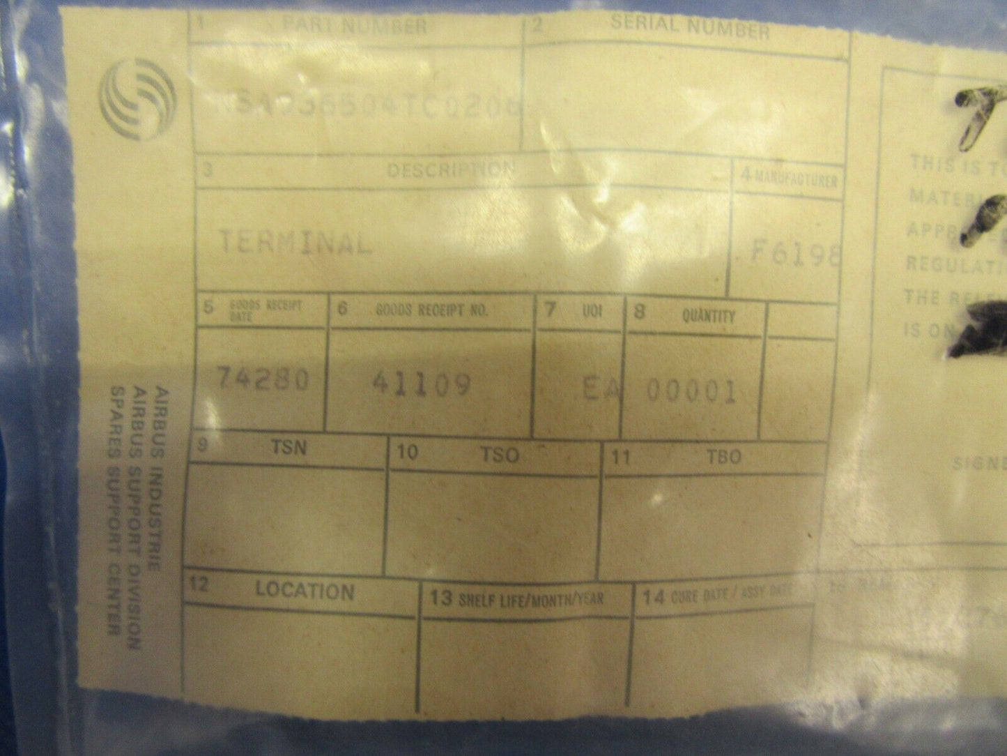 Terminal Eye P/N NSA936504TC0206 NOS (0821-325)