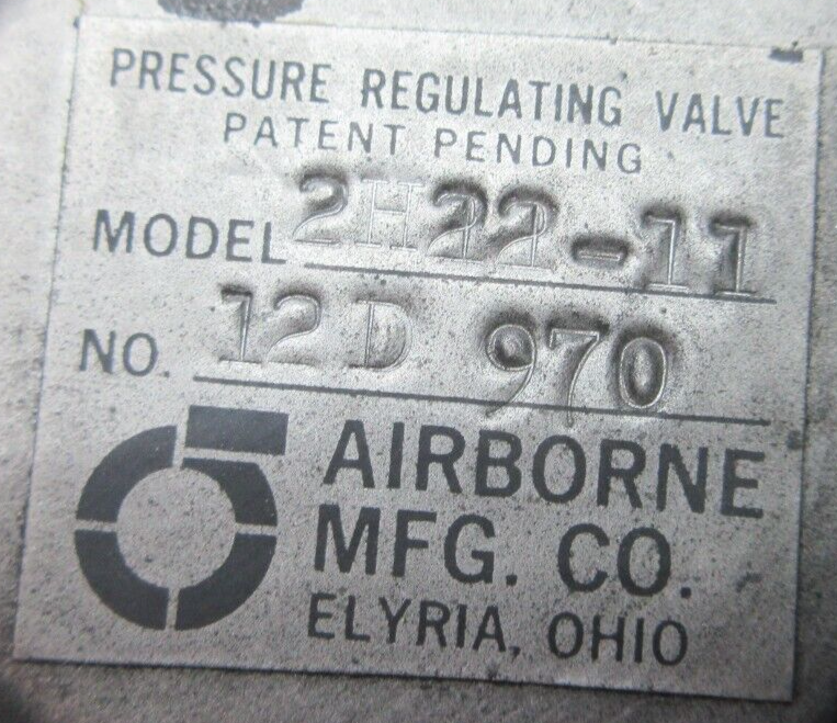 Airborne De-Ice Pressure Regulating Valve P/N 2422-11 CORE (1023-978)