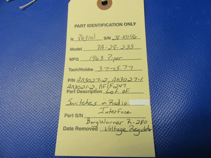 Piper PA-28-235 Switches, Voltage Reg, Radio Interface LOT AN3027-1 (0521-397)