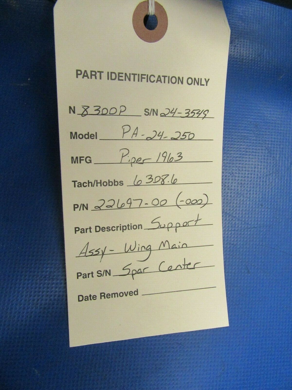 Piper PA-24-250 Comanche Support Assy Main Spar CTR P/N 22697-00 (1219-174)