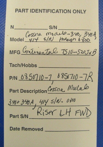 Cessna 340, 340A, 414 Riser Exhaust LH FWD 0850710-7 & 9910295-17 (1218-247)