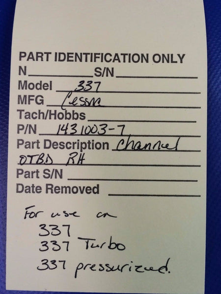 Cessna 337 Channel OTBD RH - Vertical Finn P/N 1431003-7 (1016-24)