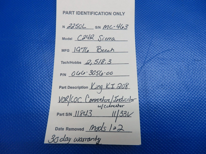King KI208 VOR/LOC Converter/Ind. 11/33V P/N 066-3056-00 WARRANTY (0324-1737)