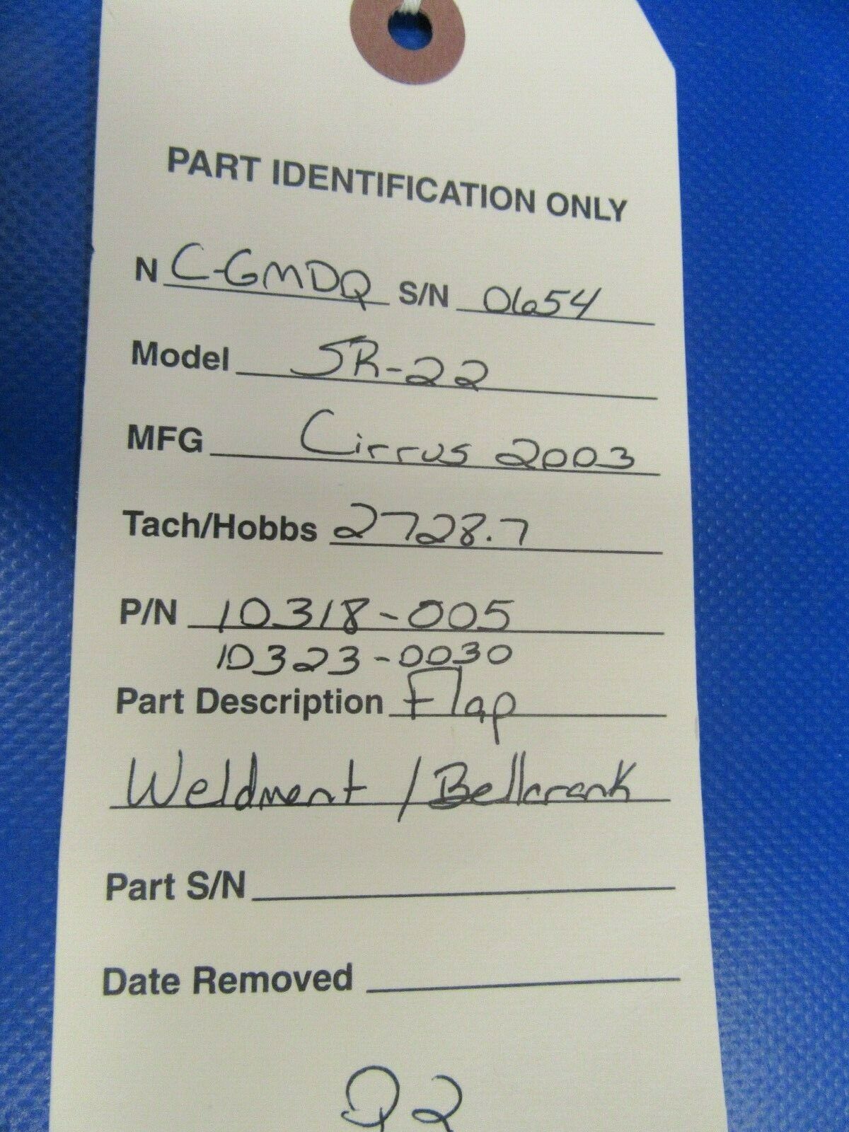 Cirrus SR-22 Flap Weldment and Bellcrank P/N 10318-005, 10323-0030 (1019-343)