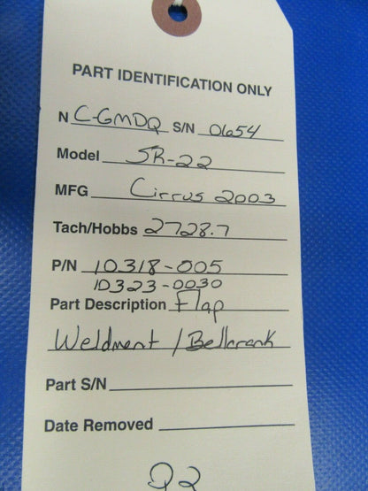 Cirrus SR-22 Flap Weldment and Bellcrank P/N 10318-005, 10323-0030 (1019-343)
