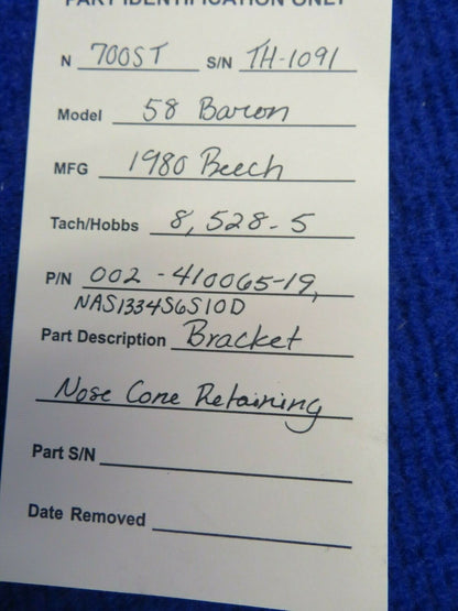Beech 58 Baron Bracket Nose Cone Retaining P/N 002-410065-19 (0422-340)