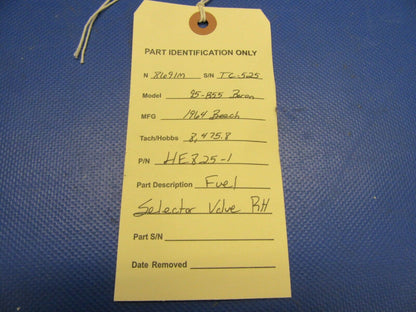 Beech Baron 95-B55 Fuel Selector Valve RH P/N HE825-1 (1021-571)