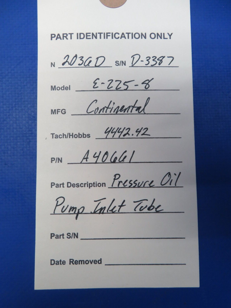 Continental E-225-8 Pressure Oil Pump Inlet Tube P/N A40661 (0823-404)