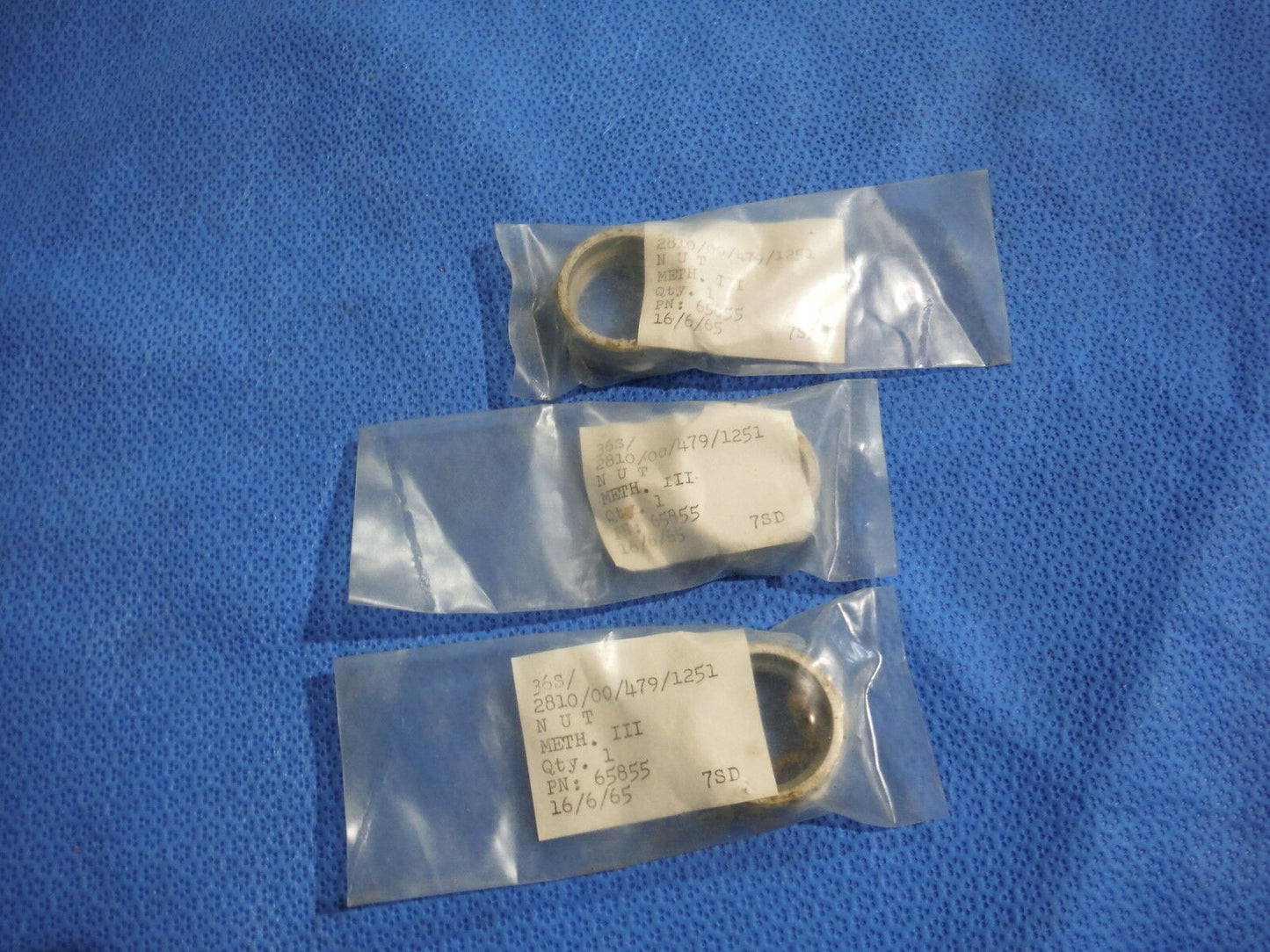 Nut, Aircraft Oil Pressure  LOT OF 3  P/N 65855  (815-65)