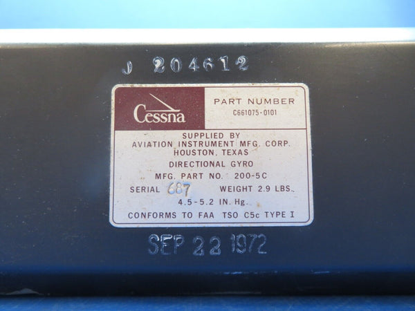 Aviation Instrument Directional Gyro P/N 200-5C CORE (0823-563)