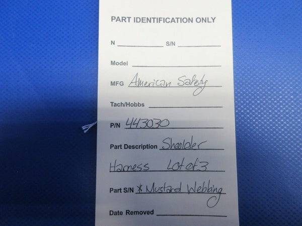 American Safety Shoulder Harness P/N 443030 LOT OF 3 (0124-1280)