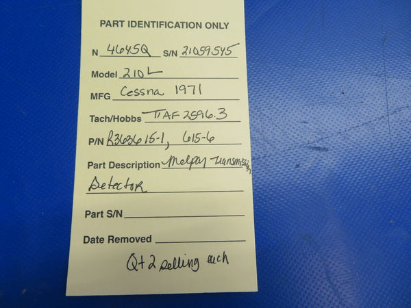 Melpar Transmission Detector P/N R363615-1, 615-6 (0720-501)