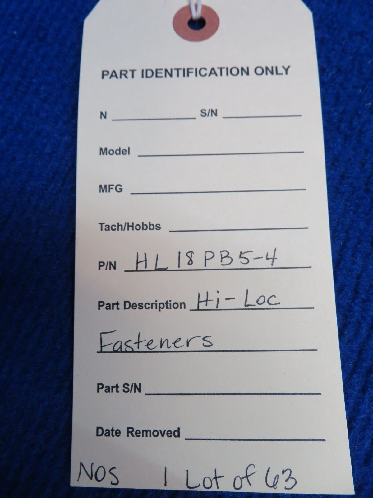 Hi-Loc Fasteners P/N HL18PB5-4 LOT OF 63 NOS (0822-355)