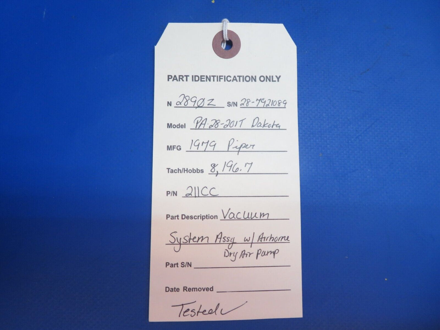 Piper PA-28-201T Vacuum System w/ Airborne Dry Air Pump P/N 211CC (0223-567)