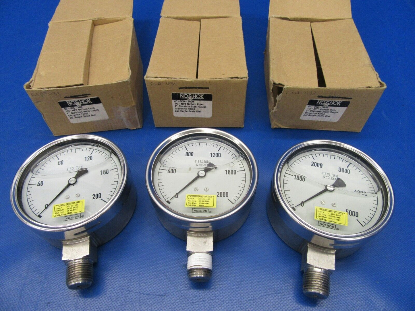 NoShok Glycerin Filled Pressure Gauges, set of 3 (1119-294)