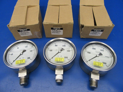 NoShok Glycerin Filled Pressure Gauges, set of 3 (1119-294)