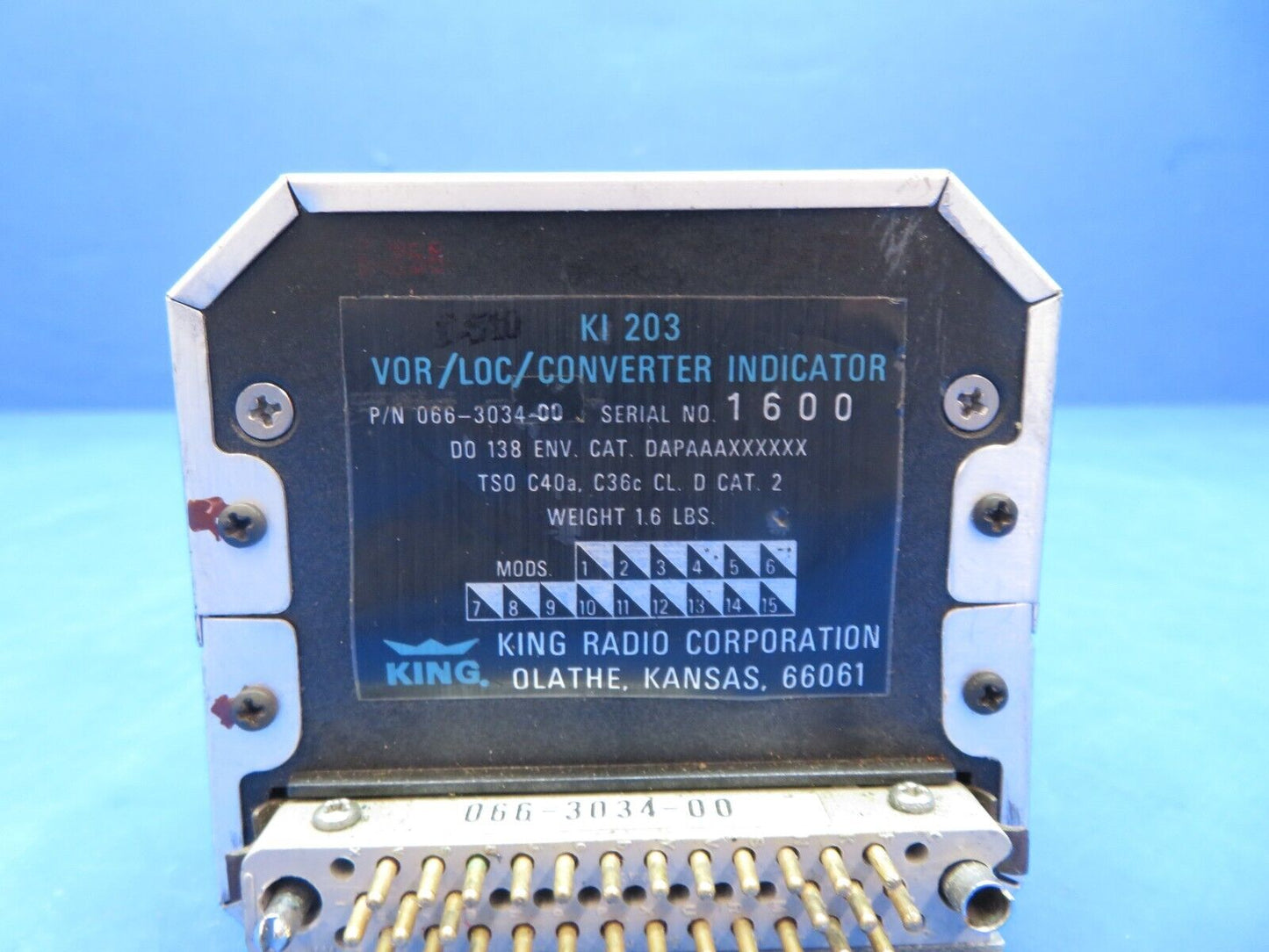 King KI203 VOR/LOC/ Con. Ind.  w/ 8130 P/N 066-3034-00 (0923-345)