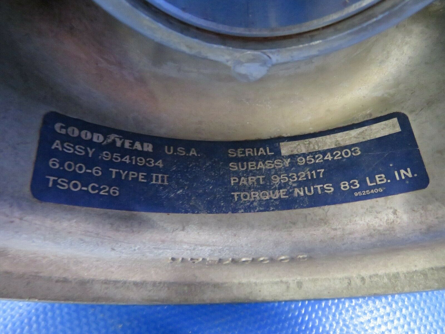 Beech Musketeer A23A Goodyear 6.00 x 6 Wheel 9541934, 169-300001-19 (0621-877)