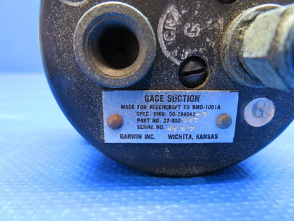 Beech 95 / D95A Travel Air Garwin Suction Gauge P/N 22-880-017 (0324-1712)