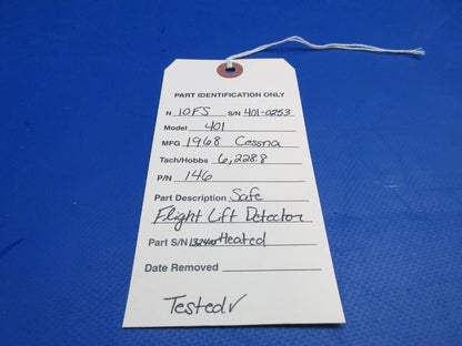 Cessna 401 Safe Flight Lift Detector Heated 28V P/N 146 (0523-482)