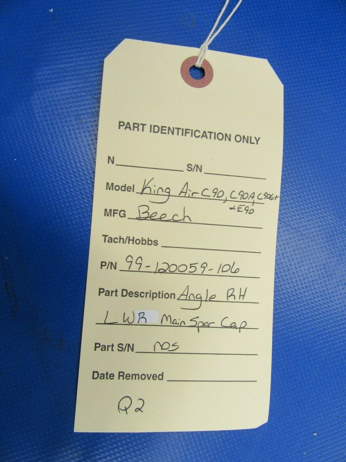 Beech King Air Angle RH LWR Main Spar Cap P/N 99-120059-106 NOS (0419-384)