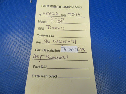 Beech B58P Trim Tab Assy Rudder P/N 96-630000-71 (0719-156)